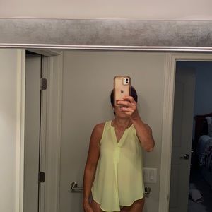 Lemon yellow semi sheer sleeveless summer top